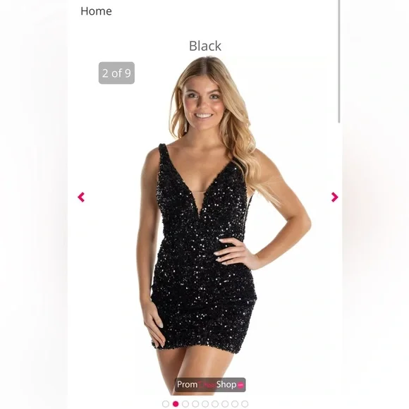 🖤 Sherri Hill 55120 Sequin Short Dress Size 18 Plunge V Open Back Prom Cocktail - Picture 2 of 9
